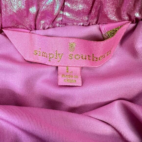 Simply Southern High Waisted Shorts Hot Pink Rainbow Large Pineapple NEW 90s - Picture 3 of 9